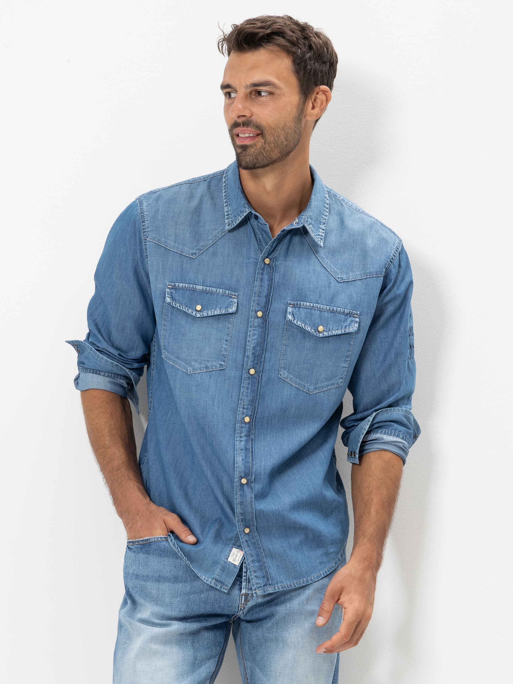 Herrlicher Clint Jeanshemd aus 100% Baumwolle Herrlicher