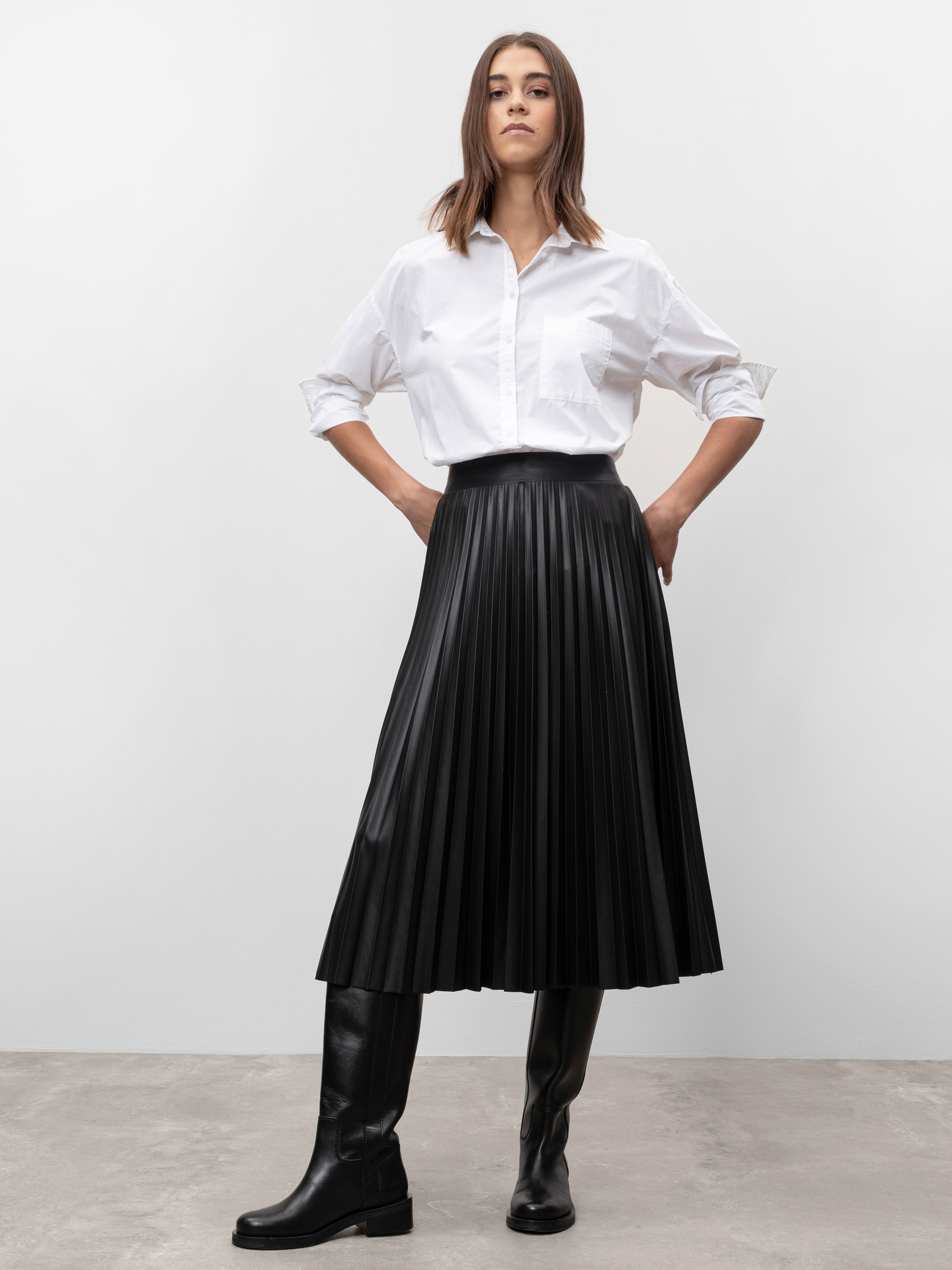 Leder Plisseerock Herrlicher