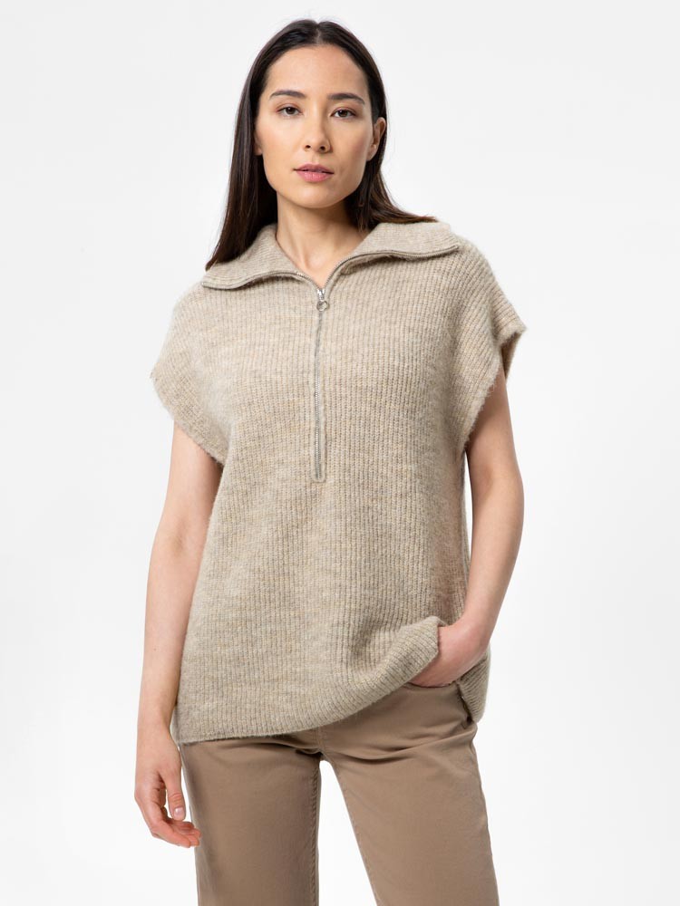 Herrlicher Lissy Vest Structured Wool - light beige - XS