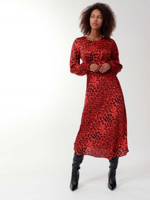Herrlicher Loulou Satin Kleid mit Leopardenmuster